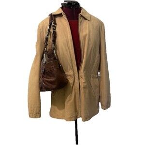 Vintage 80’s Wilson Suede Jacket Tan Butterscotch Size L Adjust Waist Quiet Lux